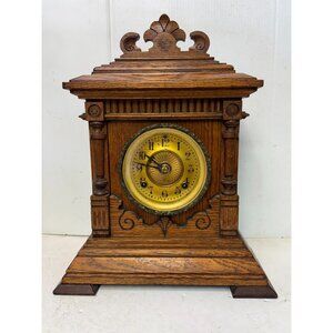 Antique Ansonia Clock Co. New York Eight Day Sharon Gingerbread Mantle Clock